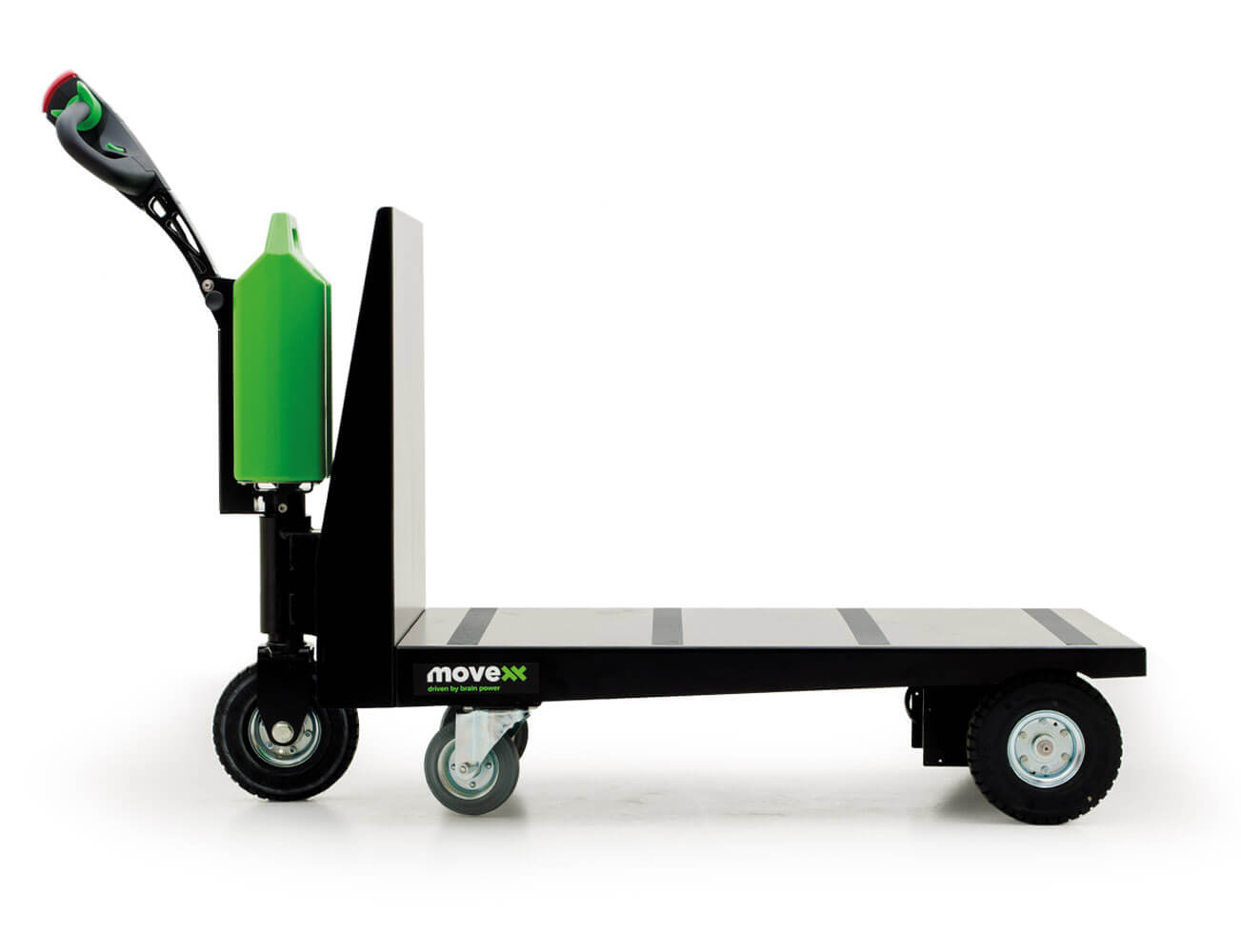 ručně vedený elektrický tahač movexx tt1000-f s nákladní platformou a vyměnitelnou lithium baterií